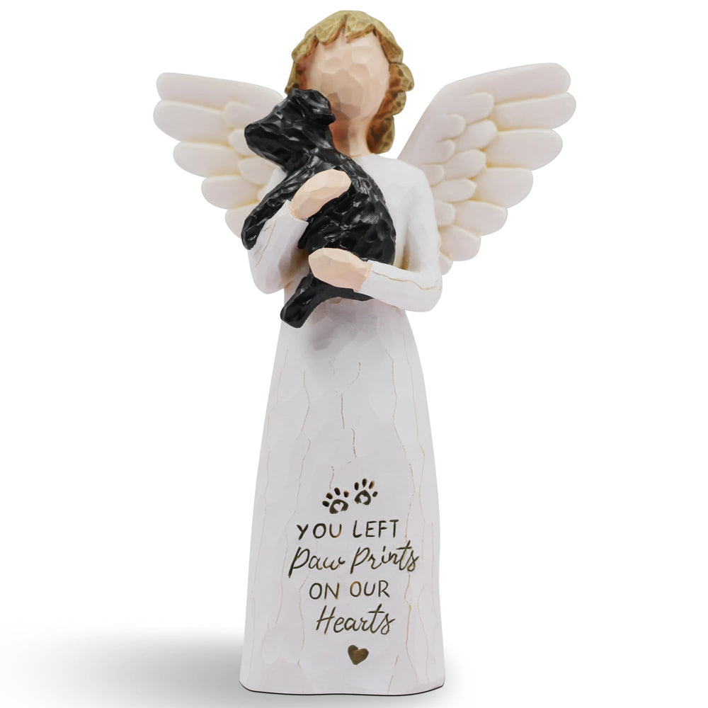 BORLESTA dog memorial angel figurine in black, hand-painted keepsake for remembrance.