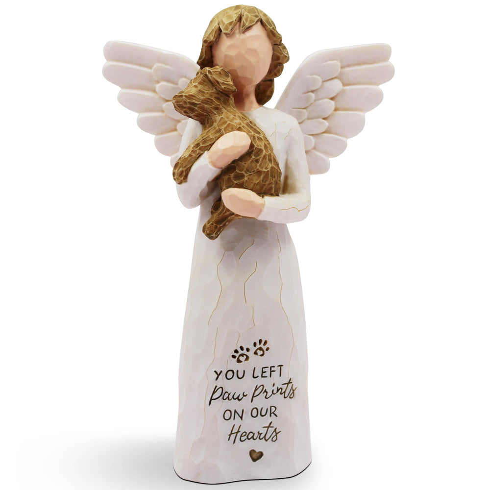 BORLESTA dog memorial angel figurine closeup highlights hand-painted detail for a comforting keepsake