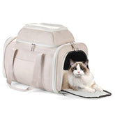Bosnanller carrier beige front view highlighting premium vegan leather for stylish travel