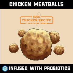 Close-up of Boss Dog ProBalls texture shows a protein-rich bite.