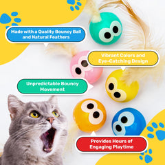 Bouncy Tails cat ball toy bounce action showcases dynamic movement for rapid paw swipes.