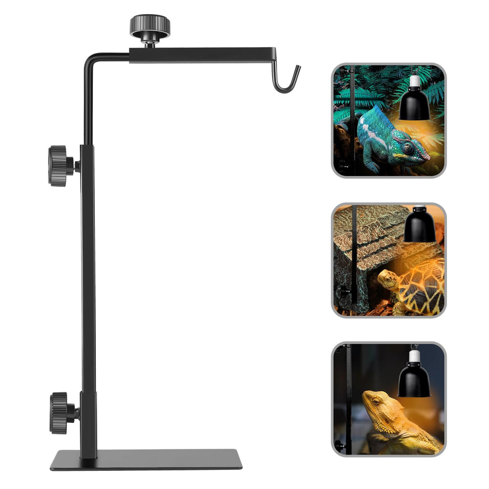 BOURDSERK reptile lamp stand side view shows sturdy all-metal construction