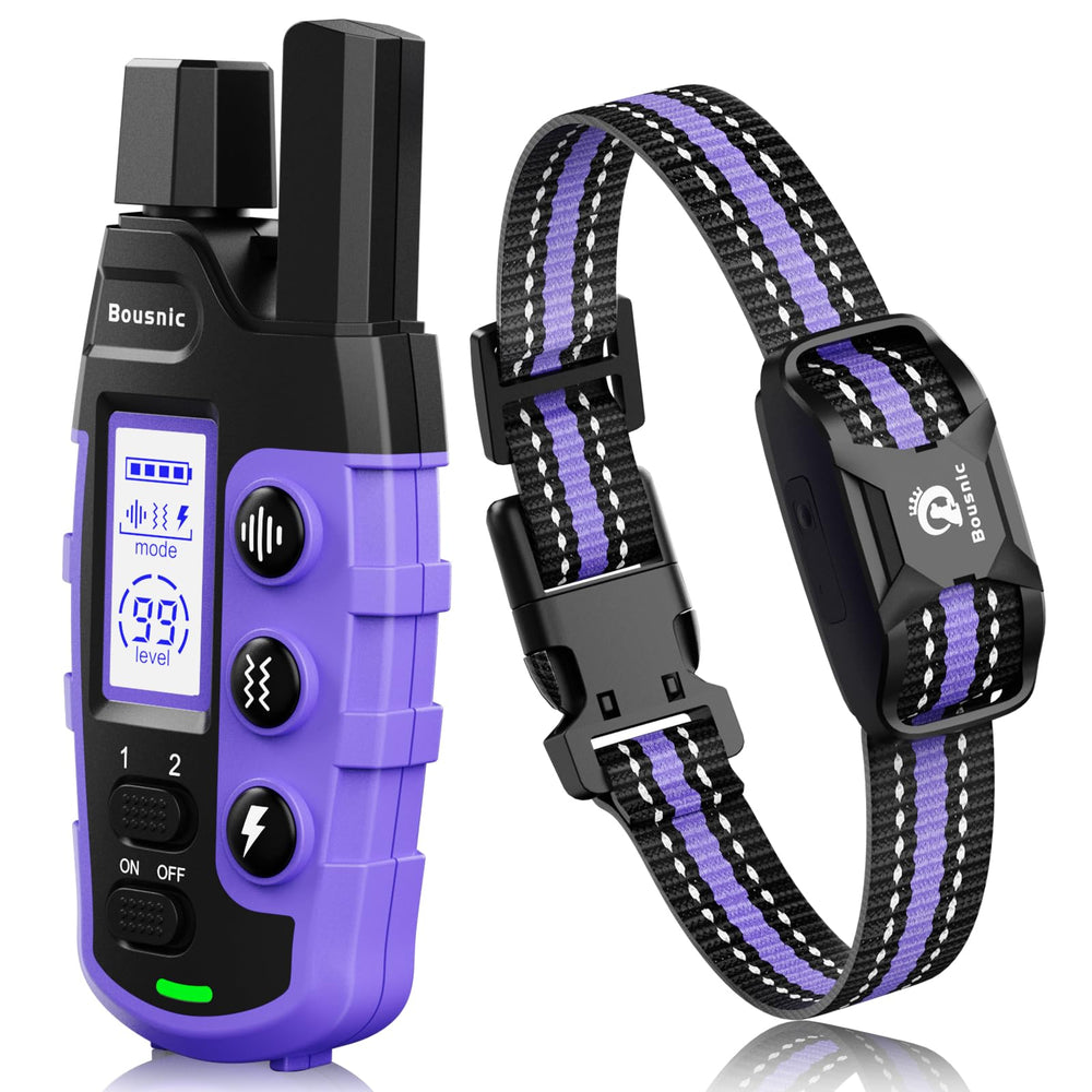 BOUSNIC dog shock collar remote for controlled training during outdoor walks.