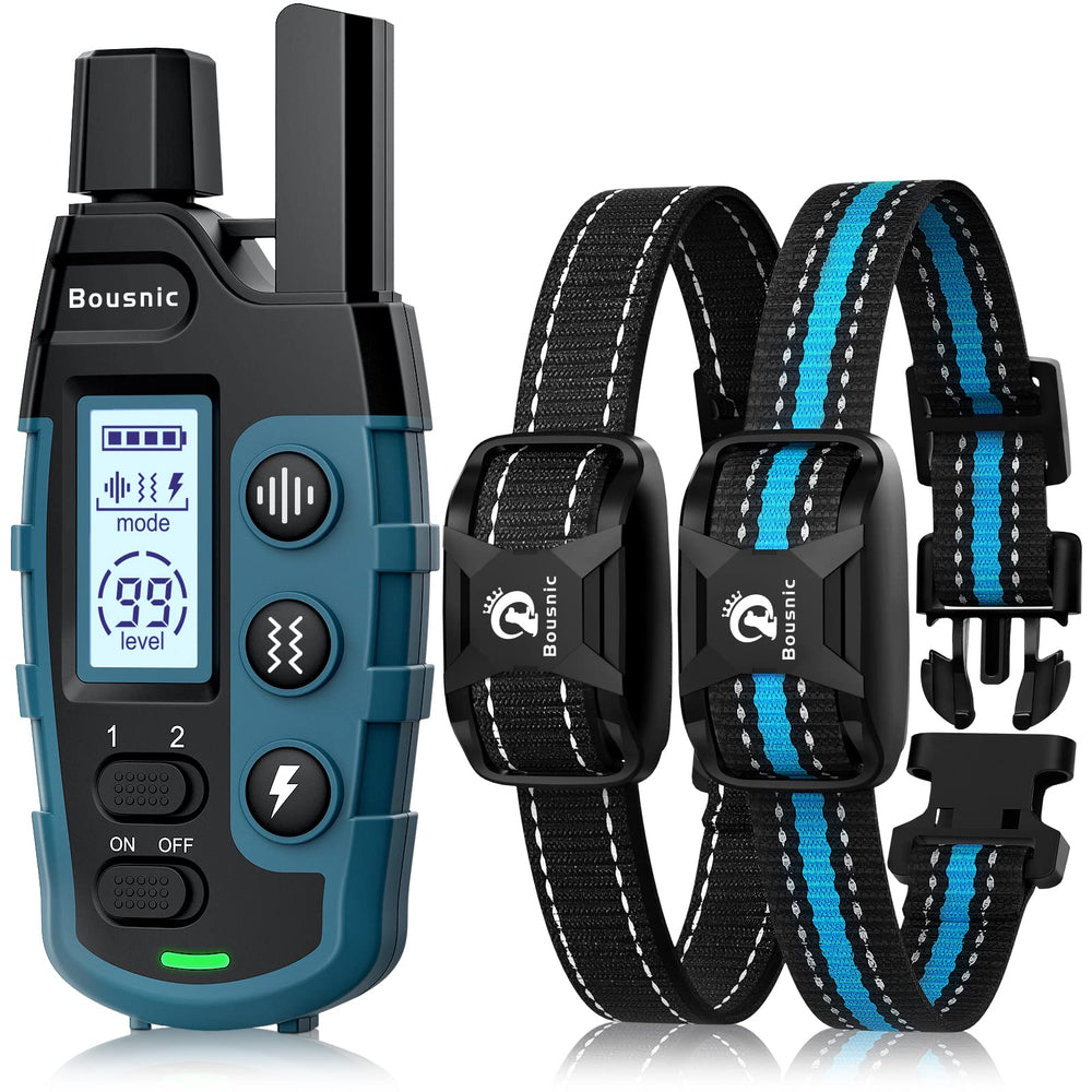 BOUSNIC dog shock collar remote with long-range control for indoor and outdoor training.