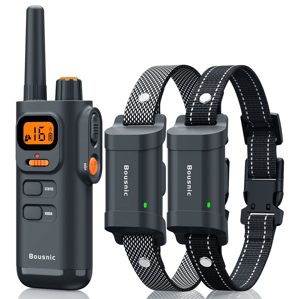 BOUSNIC dog training collar remote antenna range demonstrates long-range reliability for outdoor recall