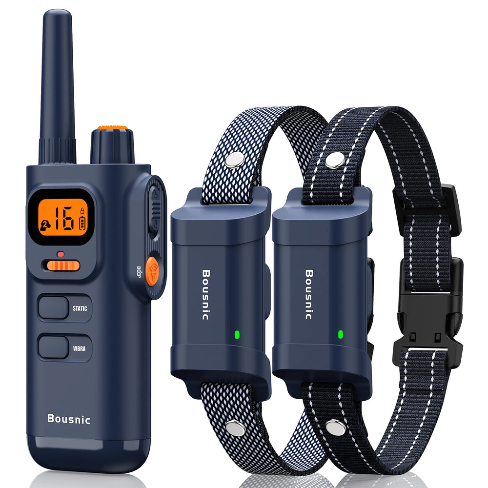 BOUSNIC dog training collar remote demonstrates long range for outdoor obedience.