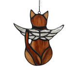 BOXCASA angel cat memorial stained glass hanging for remembrance display