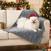 BoxZone waterproof dog blanket small grey front view shows couch protection