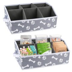 Brabtod dog storage bin with dividers keeps treats neatly sorted for easy access.