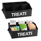 Brabtod dog treat bin 2-pack with dividers keeps snacks organized and accessible.