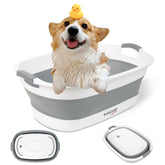 BREENHILL collapsible dog bath tub collapsed for compact storage.