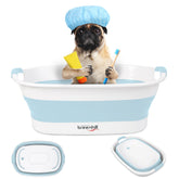 BREENHILL collapsible dog bath tub expanded blue for easy bath time