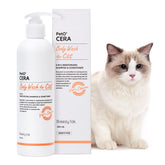 Breezytail PetO’Cera bottle front—gentle all-in-one shampoo and conditioner for cats.