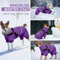 BRKURLEG Purple Dog Coat water-resistant outer-fabric shields against wind and rain.