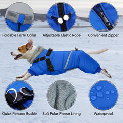 BRKURLEG blue dog winter coat inner cotton-soft lining adds cozy comfort