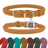 Collar BRONZEDOG de cuero enrollado mostaza, cómodo y duradero para uso diario.