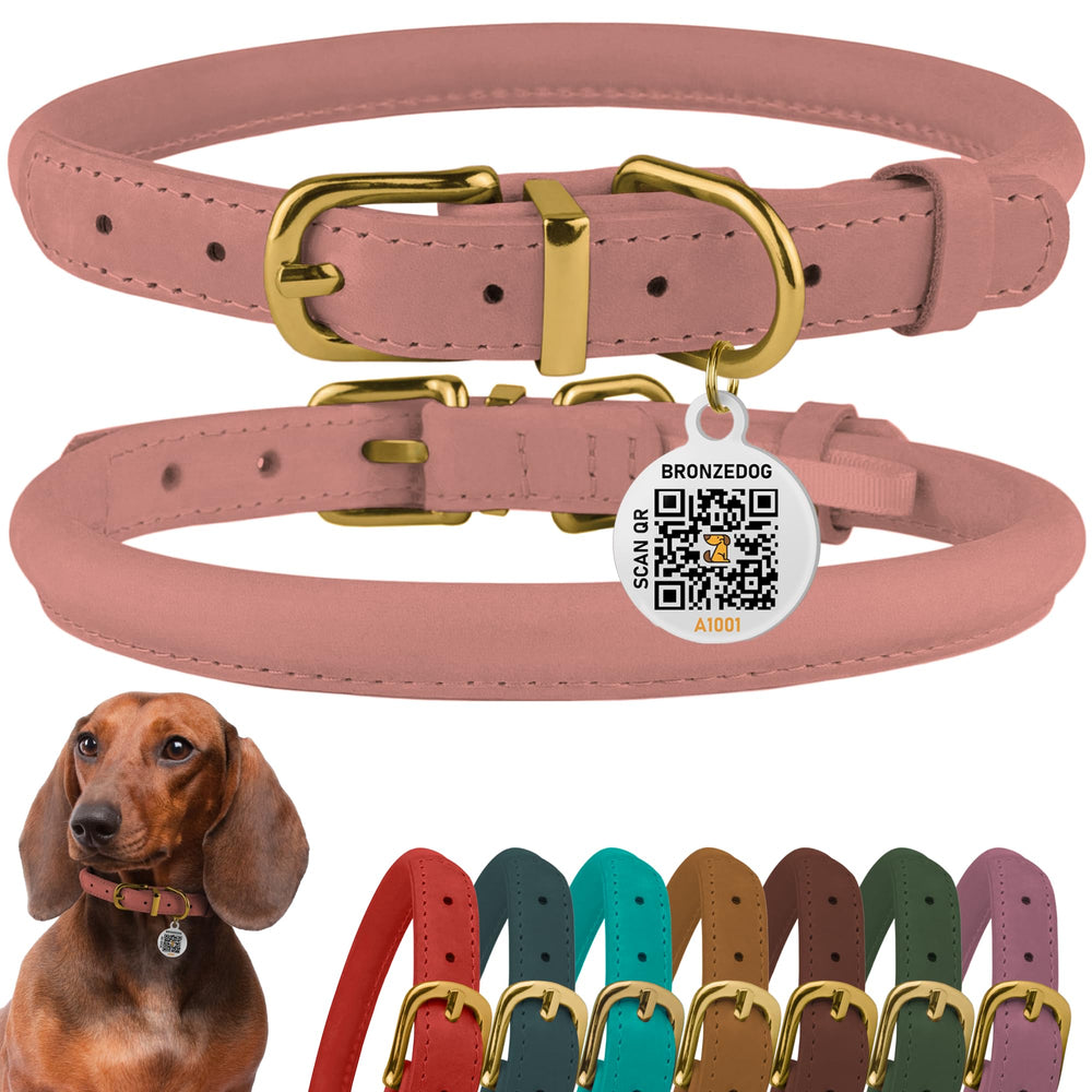 BRONZEDOG collar cuero enrollado: comodidad duradera para el cuello del perro