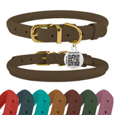 BronzeDog collar cuero rodado marrón nuez, textura suave y duradera para uso diario