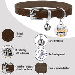 Collar BRONZEDOG para gato con campana removible, estilo y seguridad.