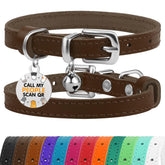 Collar BRONZEDOG de cuero para gato, 9-12 pulgadas, cómodo y duradero.