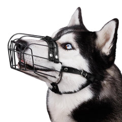 BRONZEDOG adjustable-dog-muzzle with PVC-wire basket for secure outings.