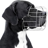 BRONZEDOG dog muzzle with leather straps offers comfortable, secure fit for large breeds during training.