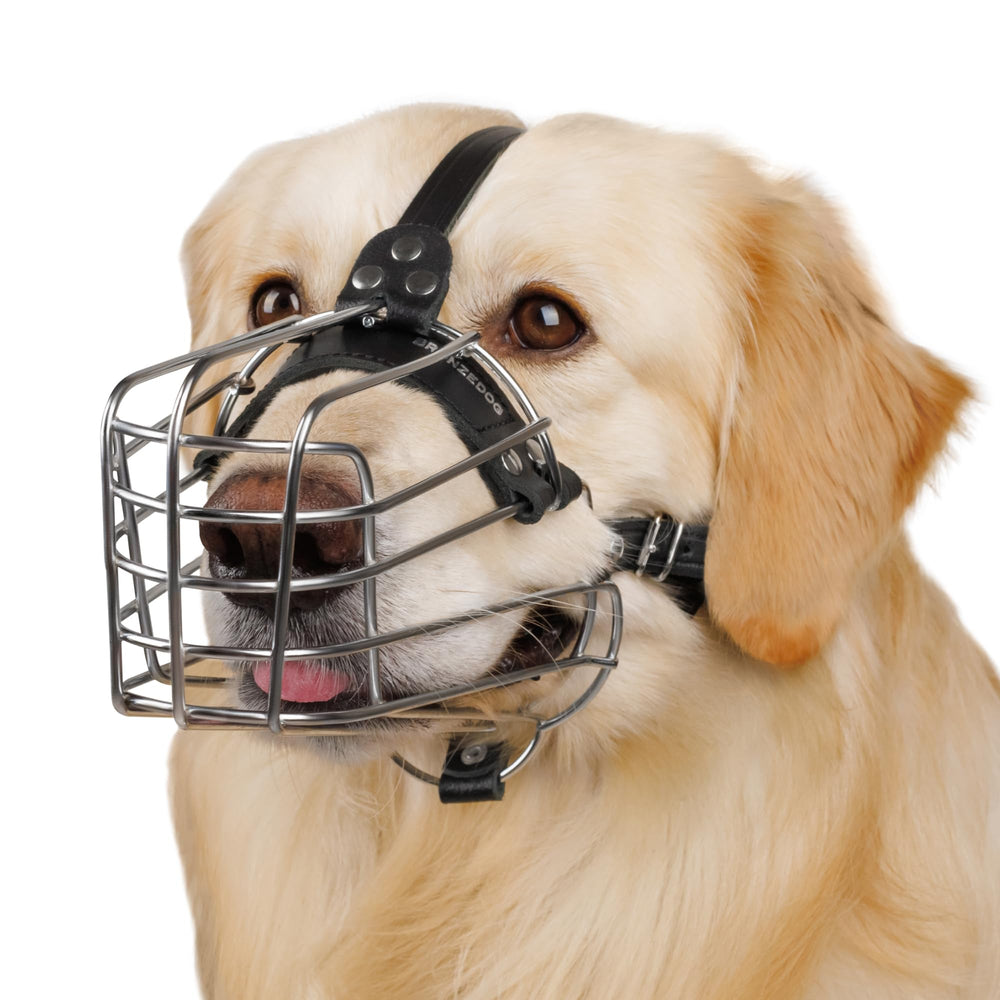 BRONZEDOG dog muzzle wire basket metal mask for safe walks