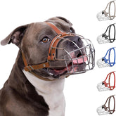 BRONZEDOG Pitbull muzzle basket front view enables comfortable breathing during walks.