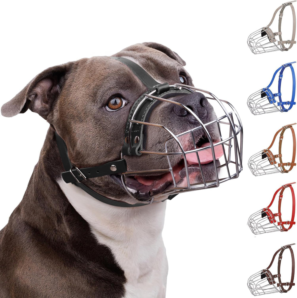 BRONZEDOG Pitbull muzzle metal basket front view showing breathable design for ventilation