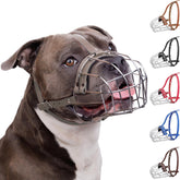 BRONZEDOG Pitbull muzzle steel basket close-up emphasizing ventilation for comfortable breathing.