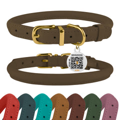 BronzeDog rolled leather collar closeup highlighting durable wax finish for daily wear