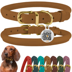 BronzeDog rolled leather collar close-up highlighting durable construction for daily wear