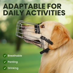 BRONZEDOG stainless steel basket dog muzzle protects others and deters biting in public