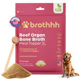 Brothhh beef organ bone broth topper pouch for dogs—convenient daily nutrition.