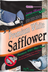 Brown's Song Blend white safflower seeds packaging for backyard birds