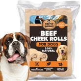 BRUTUS & BARNABY beef cheek rolls 10-12in pack front view for long-lasting large-dog chews