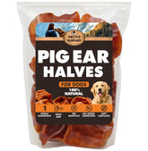 BRUTUS & BARNABY pig ear halves packaged, showcasing all-natural ingredients.