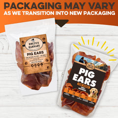 BRUTUS & BARNABY whole pig ears image highlighting long-lasting chew for bigger dogs.