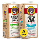 Brutus Bone Broth beef bottle ready to pour for tasty hydration during meals.