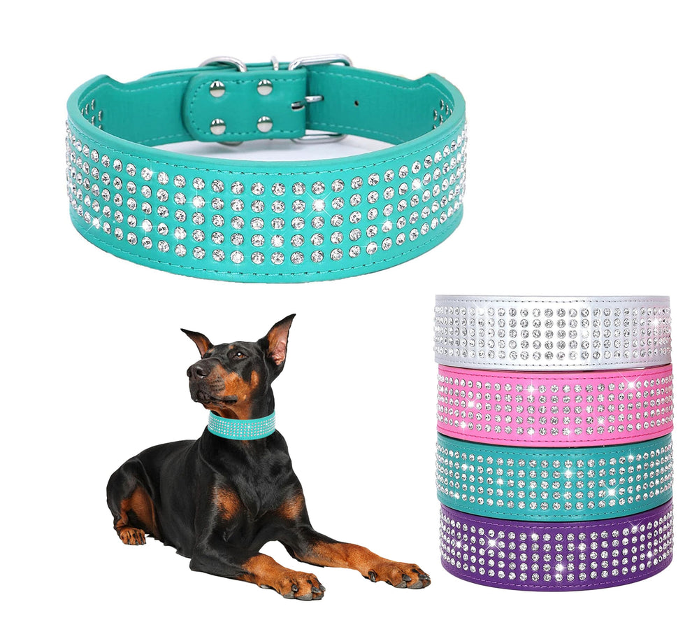 BTDCFY Rhinestones Dog Collar closeup shows sparkling crystals for stylish flair