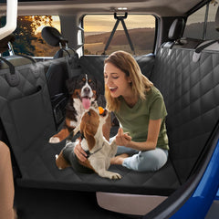 Btefd XL back seat extender front view showing extra space for relaxed dog travel