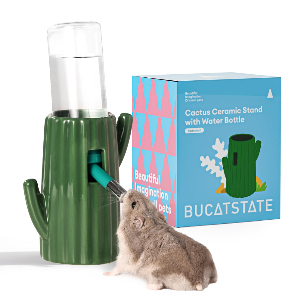 BUCATSTATE cactus ceramic water bottle for hamster with desert aesthetic and safe material