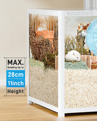 BUCATSTATE Hamster Cage 3.0 deep-bedding area reveals ample space for comfortable bedding.