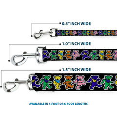 Buckle-Down dog leash Dancing Bears metal hardware withstands everyday use during leash training.