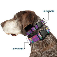 Buckle-Down plastic clip collar flowers pattern adds colorful everyday style.