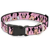 Buckle-Down Minnie Mouse collar close-up shows durable polka-dot pattern for daily wear.