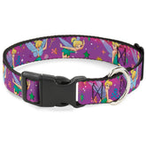 Buckle-Down plastic clip collar with Tinker Bell poses for daily dog wear.