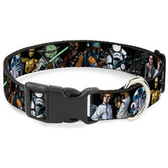 Front view Buckle-Down Star Wars dog collar in black shows bold daily wear.