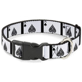 Buckle-Down Ace Of Spades collar front view highlights bold design and secure D-ring.