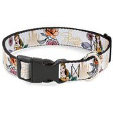 buckle-down dog collar beauty and the beast white clip shows licensed design for daily wear
